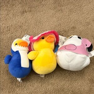 Colorful Stuffed Animal Trio - Penguin, Duck, and Panda